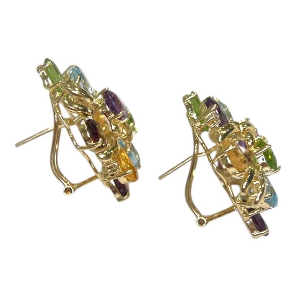 Vintage 14K Gold Multi Gemstone Tutti Frutti Earrings - Picture 7 of 10